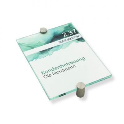 Türschild VITRUM K , Glasschild, Büroschild, Doppelglasschild